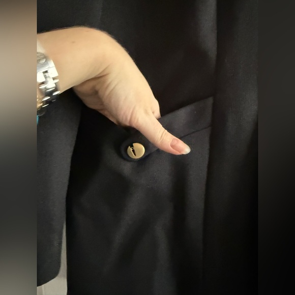 Vintage Dame Black Wool & Silk Blazer with Gold accents sz L-XL/EU 44 - Picture 2 of 10